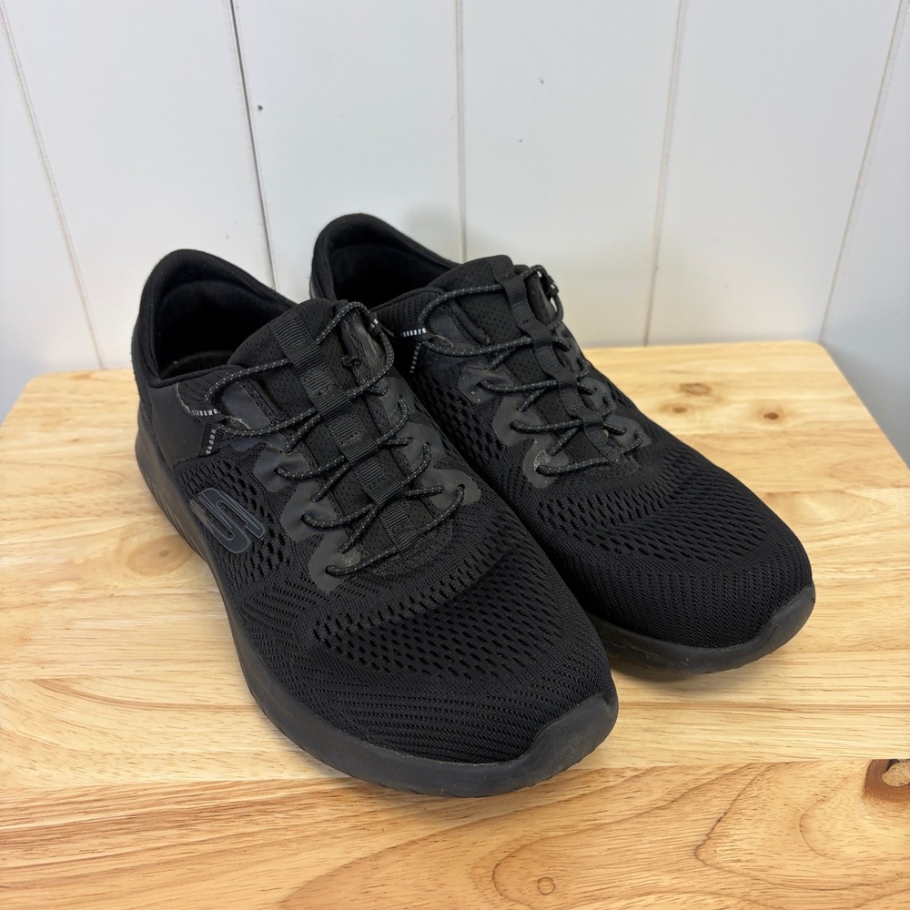 Skechers Summits Classic Slip On Sneakers Men Size 9.5 Black Walking Workwear